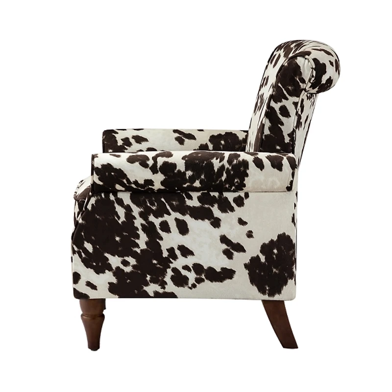Brown Cow Print Upholstered Accent Chair