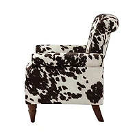 Brown Cow Print Upholstered Accent Chair