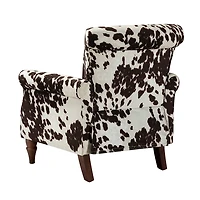 Brown Cow Print Upholstered Accent Chair