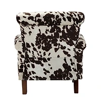Brown Cow Print Upholstered Accent Chair