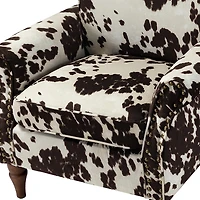 Brown Cow Print Upholstered Accent Chair