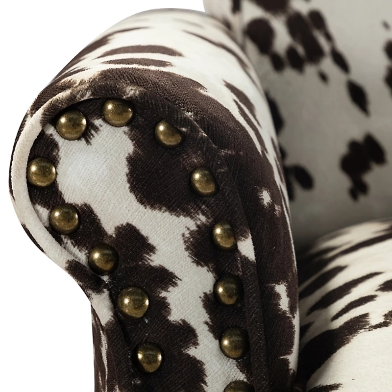 Brown Cow Print Upholstered Accent Chair