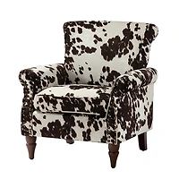 Brown Cow Print Upholstered Accent Chair