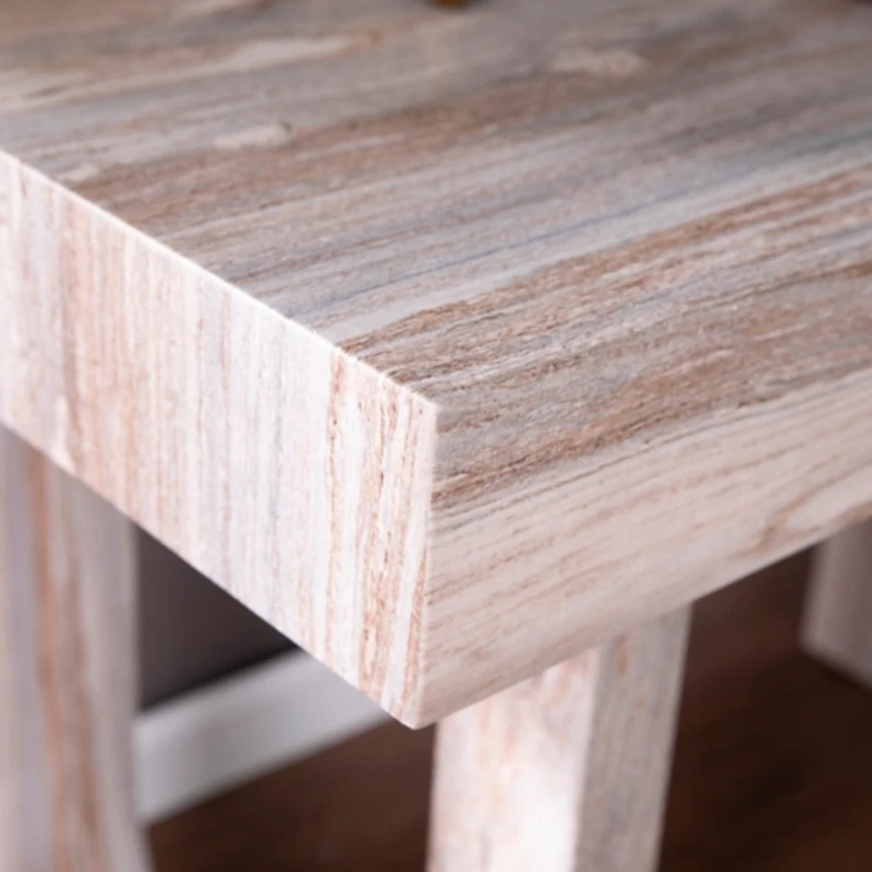 Cream Wood Faux Marble Desk