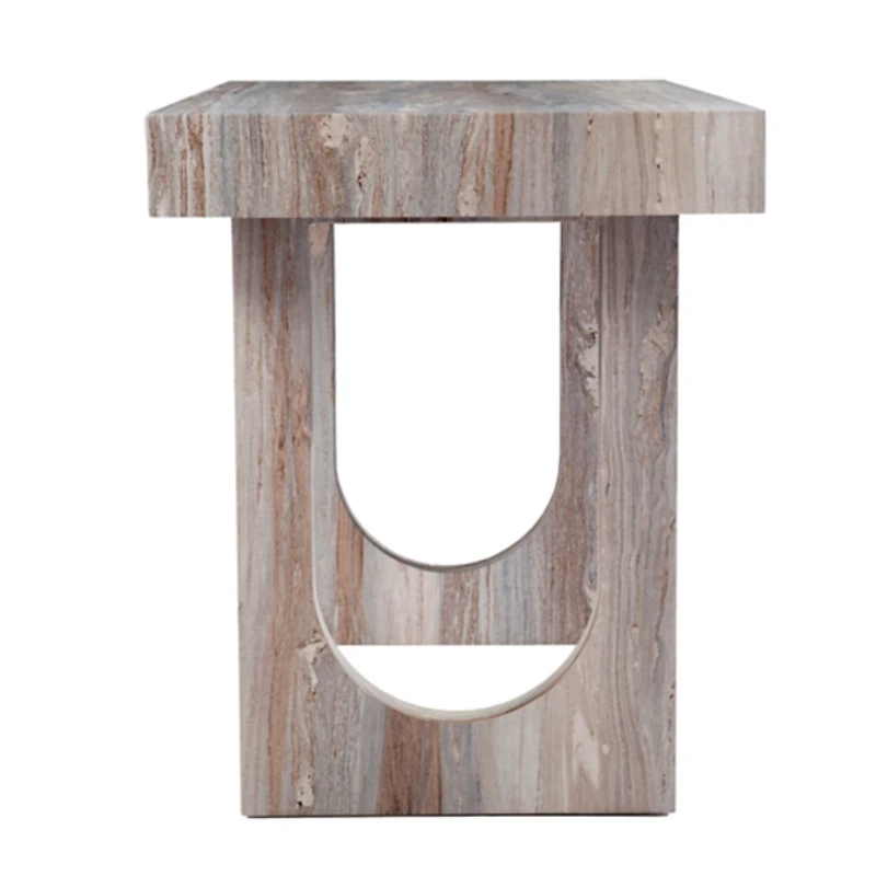 Cream Wood Faux Marble Desk