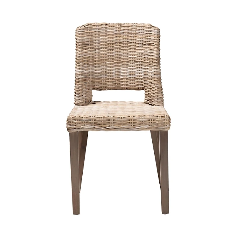 Natural Rattan Cutout Back Dining Chair