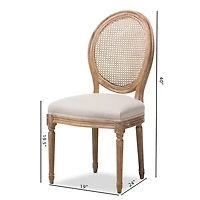 White and Natural Cane Oval Back Dining Chair