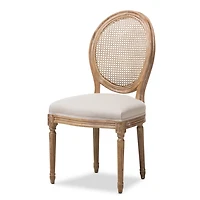White and Natural Cane Oval Back Dining Chair