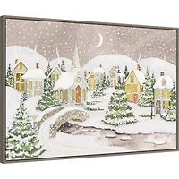 Snowy Tree Scene Christmas Canvas Wall Plaque