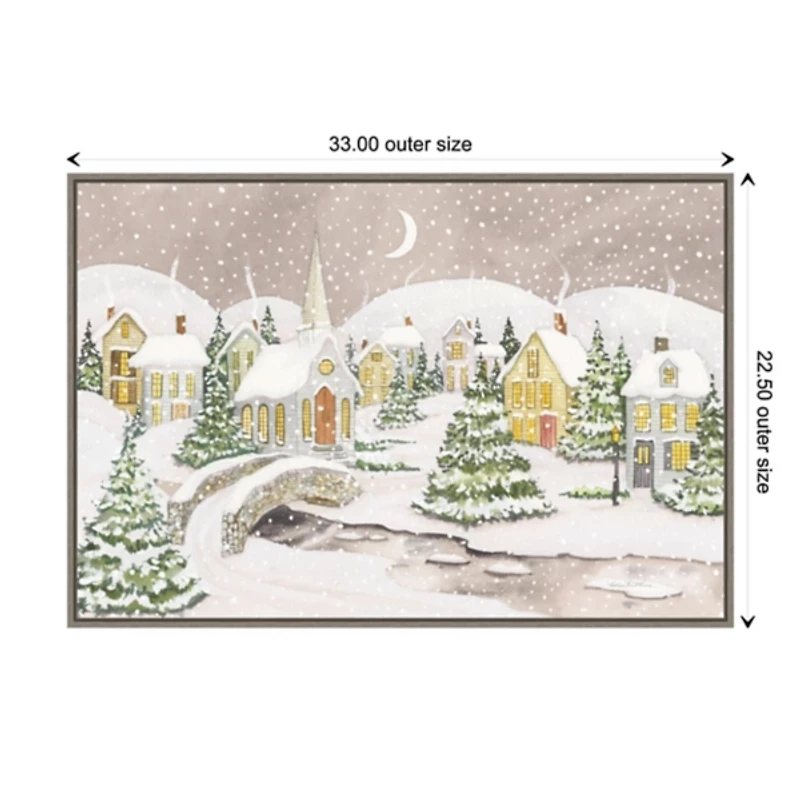 Snowy Tree Scene Christmas Canvas Wall Plaque