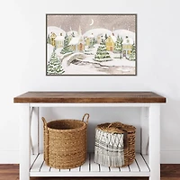 Snowy Tree Scene Christmas Canvas Wall Plaque