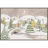 Snowy Tree Scene Christmas Canvas Wall Plaque