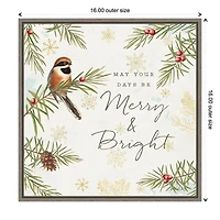 Merry and Bright Framed Canvas Wall Plaque