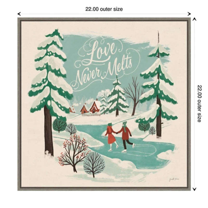 Trees and Ice Skaters Christmas Canvas Wall Plaque