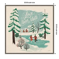Trees and Ice Skaters Christmas Canvas Wall Plaque