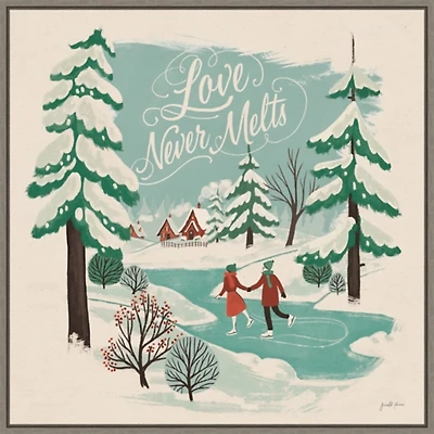 Trees and Ice Skaters Christmas Canvas Wall Plaque