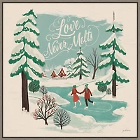 Trees and Ice Skaters Christmas Canvas Wall Plaque