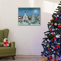 Christmas Village with Moon Christmas Wall Plaque