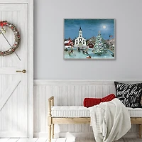 Christmas Village with Moon Christmas Wall Plaque