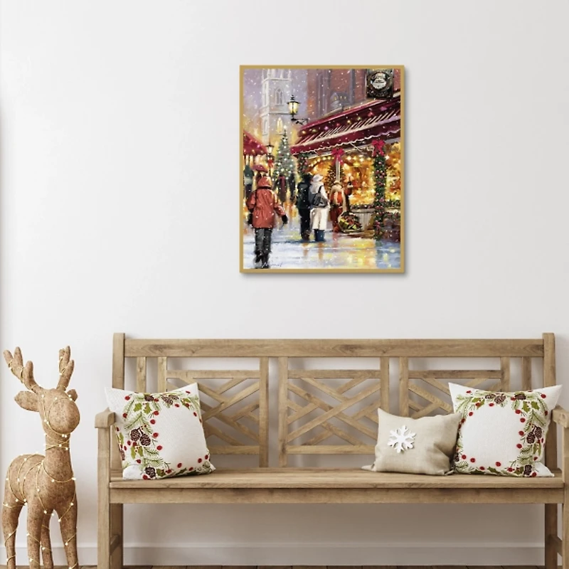 Holiday Shoppers in Snow Christmas Wall Plaque