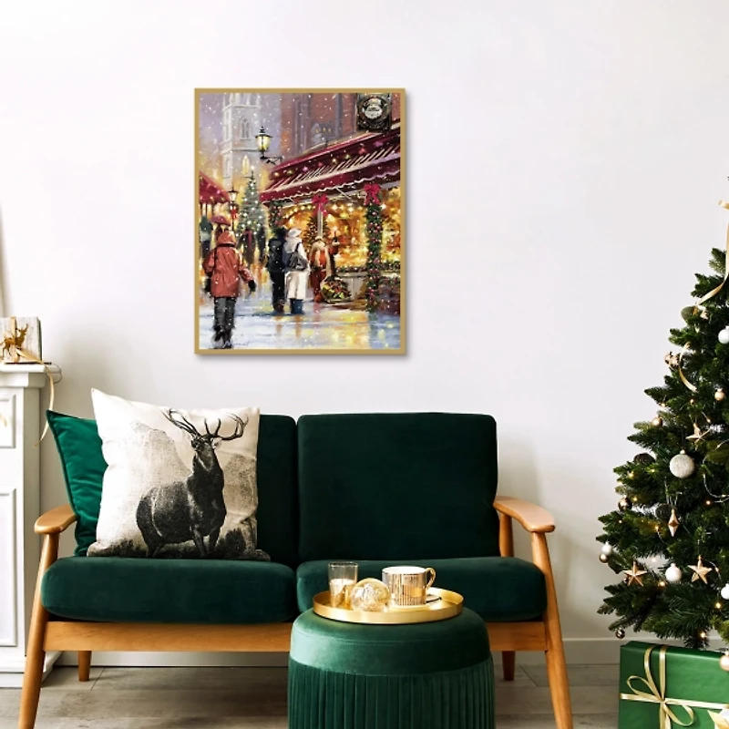 Holiday Shoppers in Snow Christmas Wall Plaque