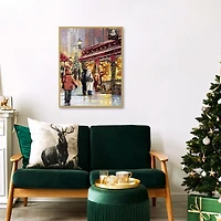 Holiday Shoppers in Snow Christmas Wall Plaque