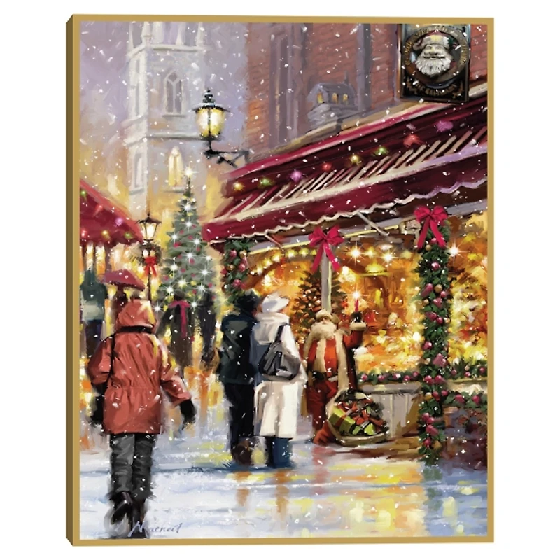 Holiday Shoppers in Snow Christmas Wall Plaque