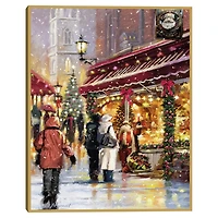 Holiday Shoppers in Snow Christmas Wall Plaque