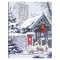 Geese Outside Church Christmas Wall Plaque