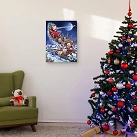 Santa in Sleigh with Reindeers Wall Art Print