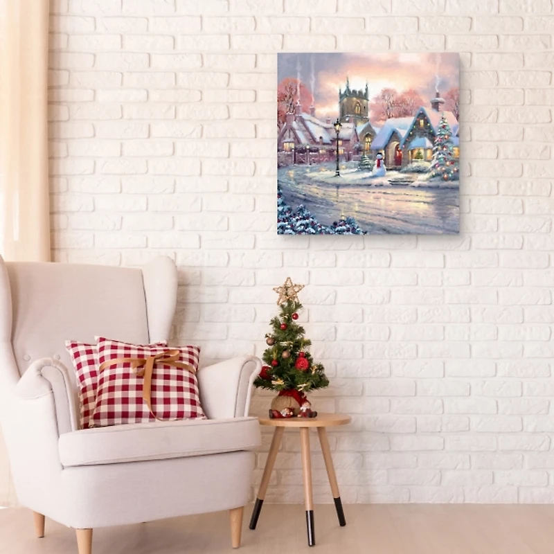 Snowy Sunset Christmas Village Canvas Art Print