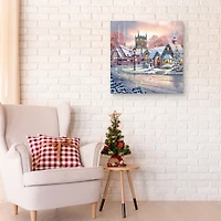 Snowy Sunset Christmas Village Canvas Art Print