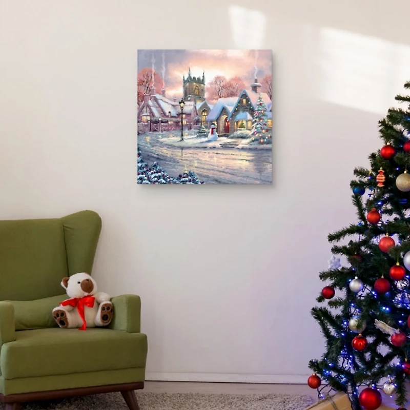 Snowy Sunset Christmas Village Canvas Art Print
