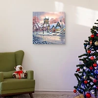 Snowy Sunset Christmas Village Canvas Art Print