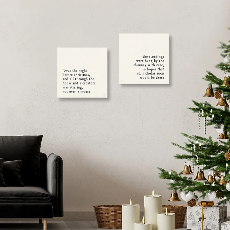 Ivory Christmas Quote Canvas Art Prints, Set of 2