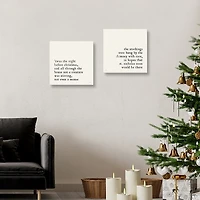 Ivory Christmas Quote Canvas Art Prints, Set of 2