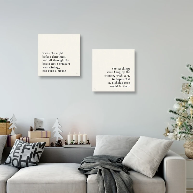 Ivory Christmas Quote Canvas Art Prints, Set of 2