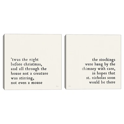 Ivory Christmas Quote Canvas Art Prints, Set of 2