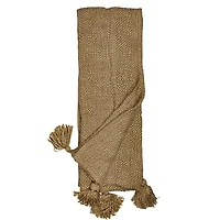 Tan Corner Tassel Throw Blanket