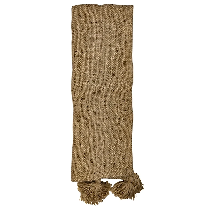 Tan Corner Tassel Throw Blanket