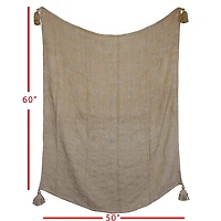 Tan Corner Tassel Throw Blanket