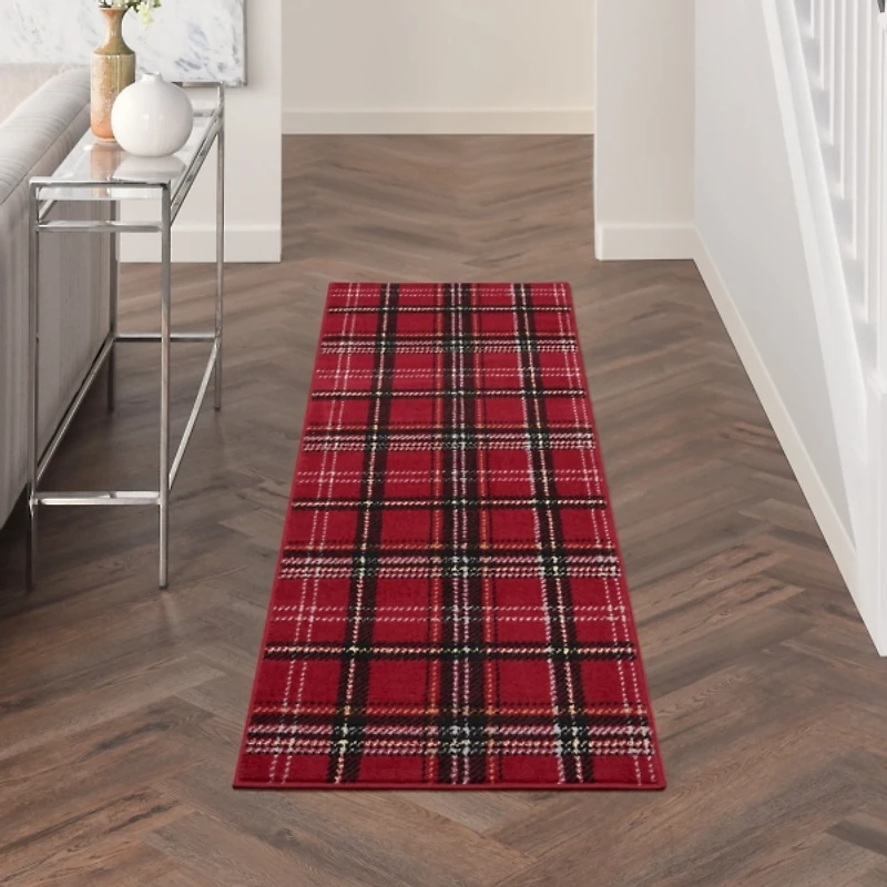 Red and Black Plaid Christmas Runner, 2x7