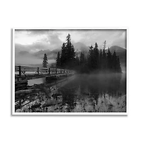 Black and White Foggy Mountains Canvas Art Print