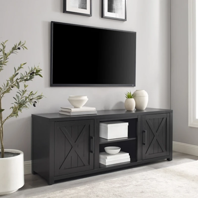 Black Wood Farmhouse Media Cabinet