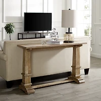 Brown Wood Pedestal Base Console Table