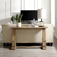 Brown Wood Pedestal Base Console Table