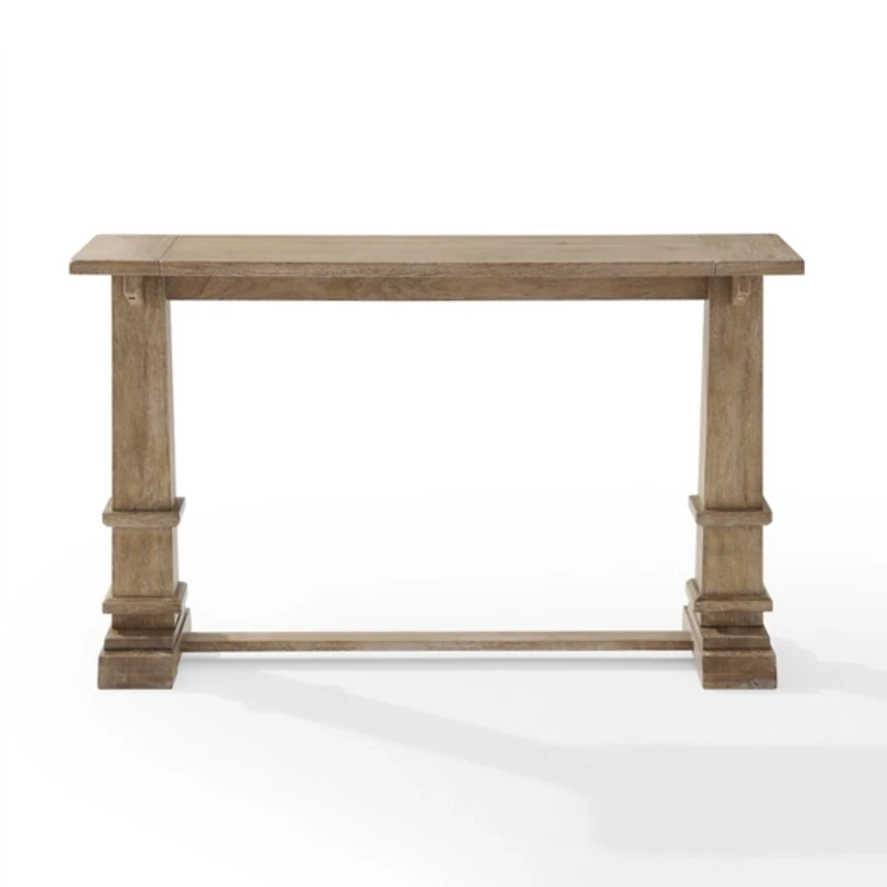 Brown Wood Pedestal Base Console Table