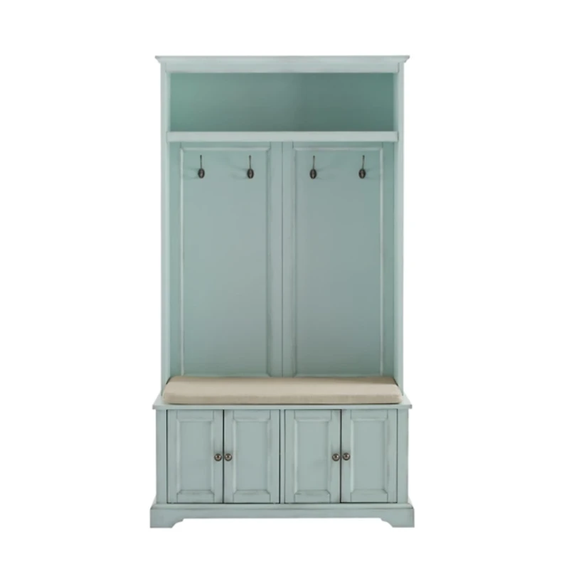 Wood Hall Tree with Cushioned Bench