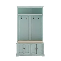 Wood Hall Tree with Cushioned Bench