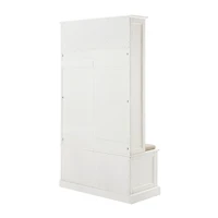White Wood Hall Tree with Cushioned Bench